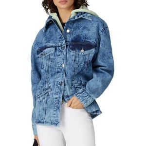 NWT SAMANTHA SIPOS Zinna Hooded Denim Jacket in Green Size Small